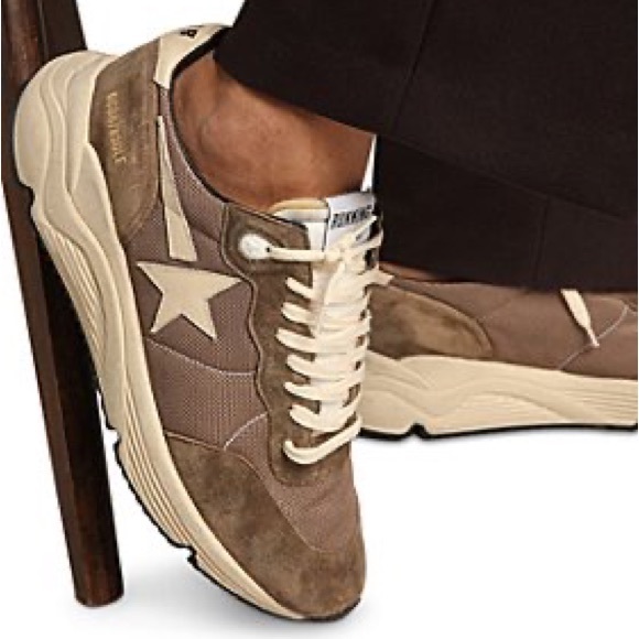 Golden Goose Men’s Running Sole Sneaker in Olive Green/Cream sz 45 New in Box - Picture 1 of 11